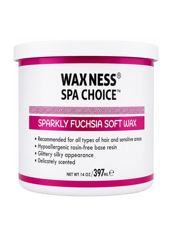Waxness Spa Choice Rosin Free Sparkly Fuchsia Soft Wax Tin 14 oz / 397 ml - Image 1