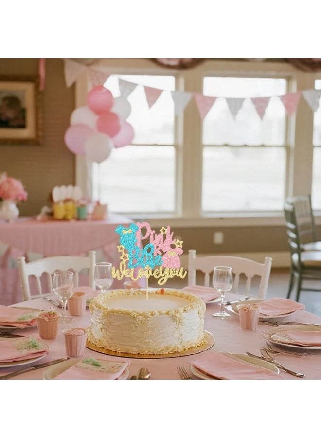 Sparkling Baby Gender Reveal Cake Toppers Pink or Blue Glitter Cake Decorations for Baby Shower Party Home/Outdoor Events Party Supplies Baby Party Favors - Image 4