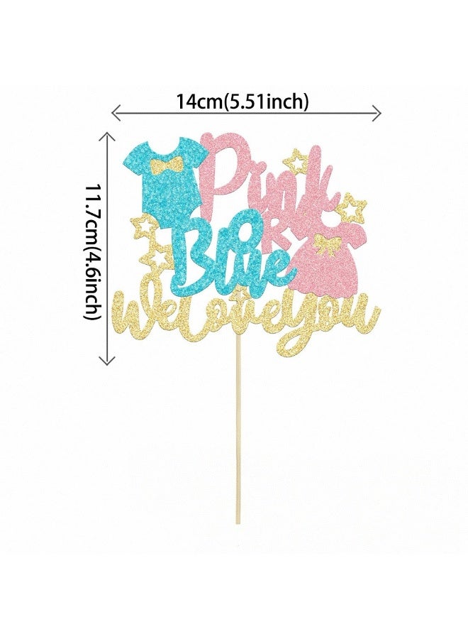 Sparkling Baby Gender Reveal Cake Toppers Pink or Blue Glitter Cake Decorations for Baby Shower Party Home/Outdoor Events Party Supplies Baby Party Favors - Image 2