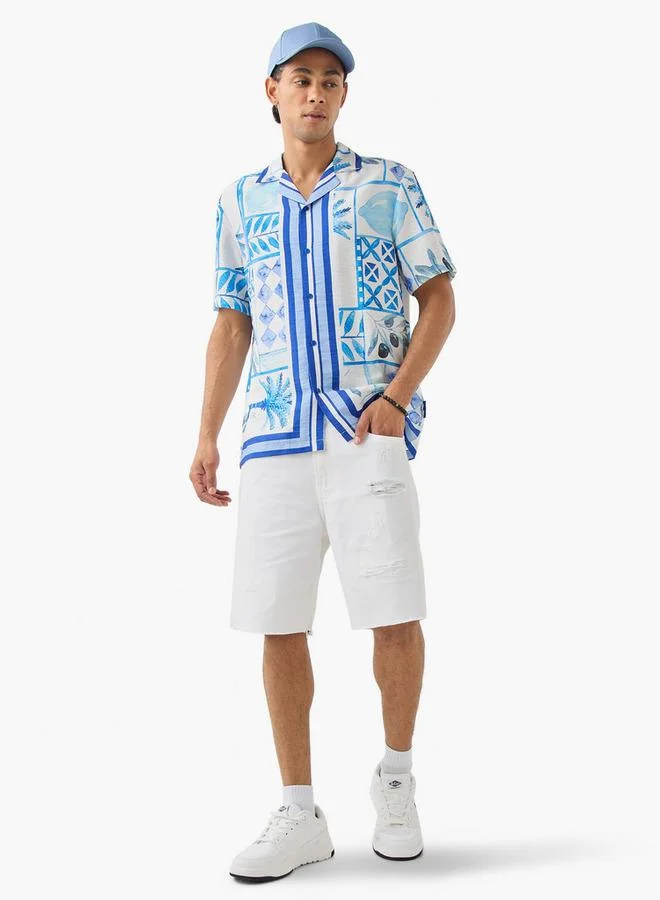 Lee Cooper Lee Cooper All-Over Print Camp Collar Shirt