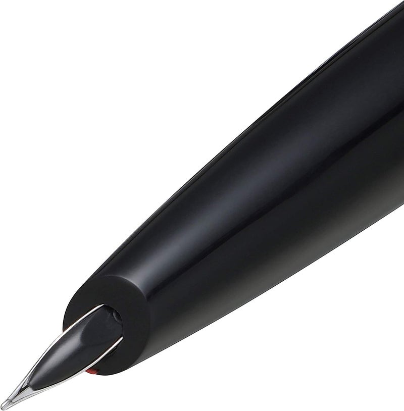 SHEAFFER قلم حبر أيقوني 9108 أسود غير لامع مع حواف سوداء PVD لامعة | رأس متوسط | قلم أسود فاخر - Image 3
