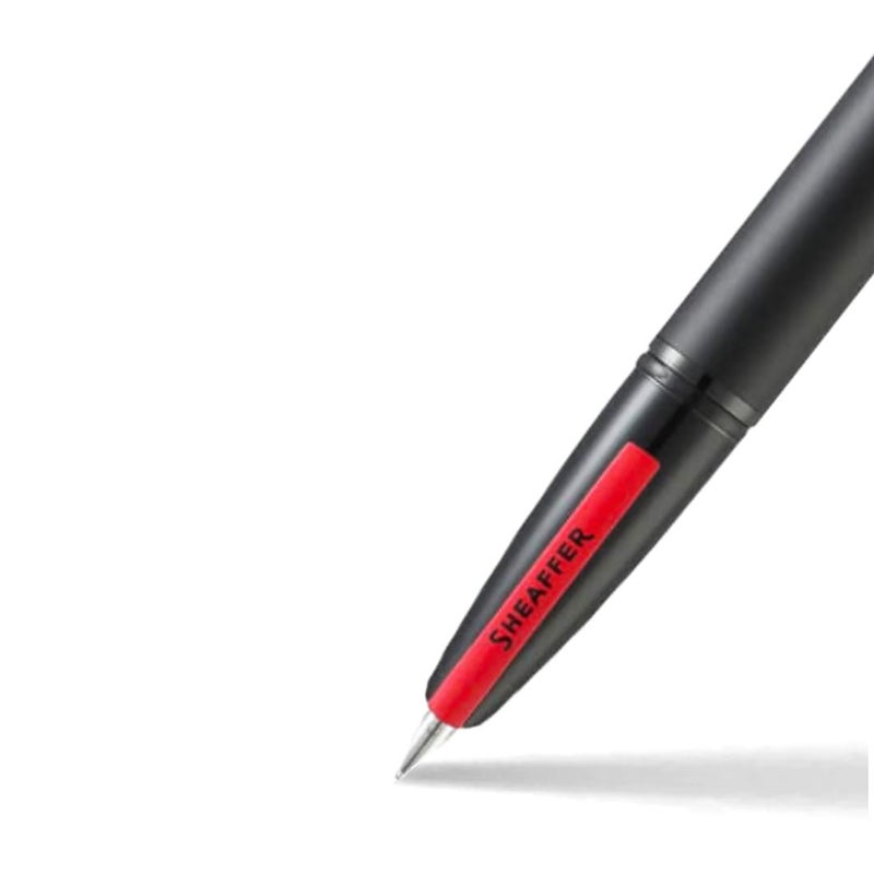 SHEAFFER قلم حبر أيقوني 9108 أسود غير لامع مع حواف سوداء PVD لامعة | رأس متوسط | قلم أسود فاخر - Image 2