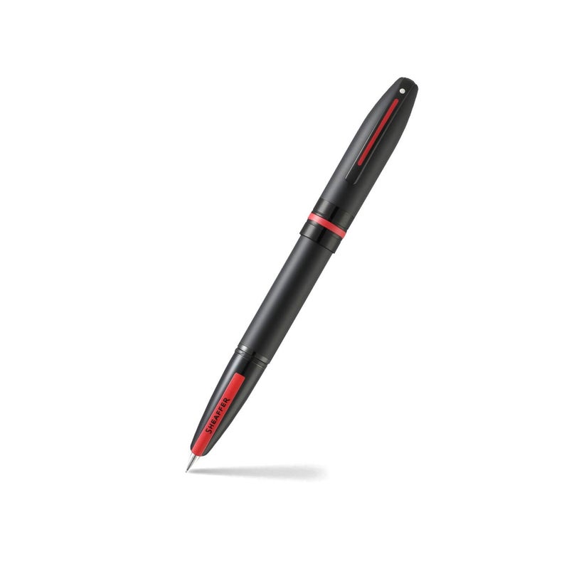SHEAFFER قلم حبر أيقوني 9108 أسود غير لامع مع حواف سوداء PVD لامعة | رأس متوسط | قلم أسود فاخر - Image 1