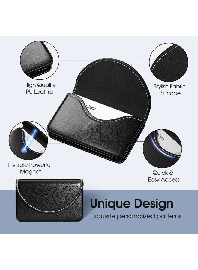 MaxGear Leather Business Card Holder Case with Magnetic Shut Black, Holds 25 Business Cards, Men or Women Name Card Holder Case - Image 5
