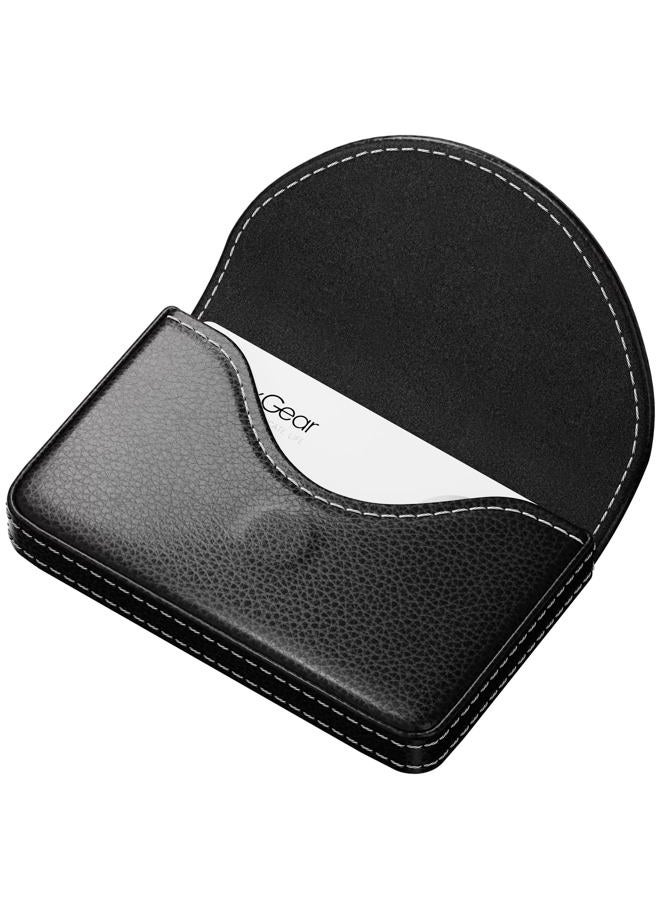 MaxGear Leather Business Card Holder Case with Magnetic Shut Black, Holds 25 Business Cards, Men or Women Name Card Holder Case - Image 1