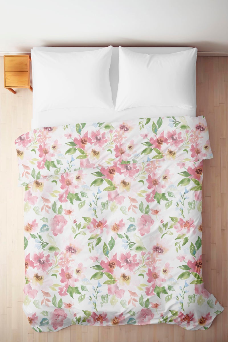 Home Studio Home Plus Studio 100% Cotton Soft Lightweight Reversible Single Bed Dohar for Bed, AC Dohar, All Seasons 150 GSM, White and Pink Floral Printed - 1 Pcs  - Image 1