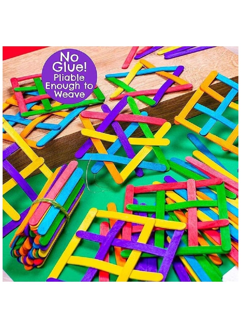 أعواد خشبية كبيرة الحجم مقاس 8 بوصات بألوان قوس قزح - أعواد حرفية فنية 50 قطعة - Image 2