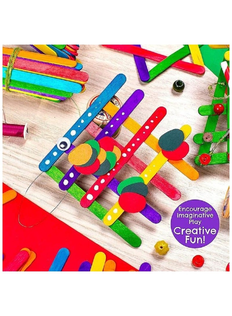 أعواد خشبية كبيرة الحجم مقاس 8 بوصات بألوان قوس قزح - أعواد حرفية فنية 50 قطعة - Image 4