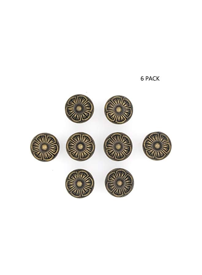 promass 8 PCs Vintage Antique Brass Knobs - Cabinet Handles - Drawer Knob Pulls, Small Size, Diameter 29/32" (2.3 cm) - Image 2