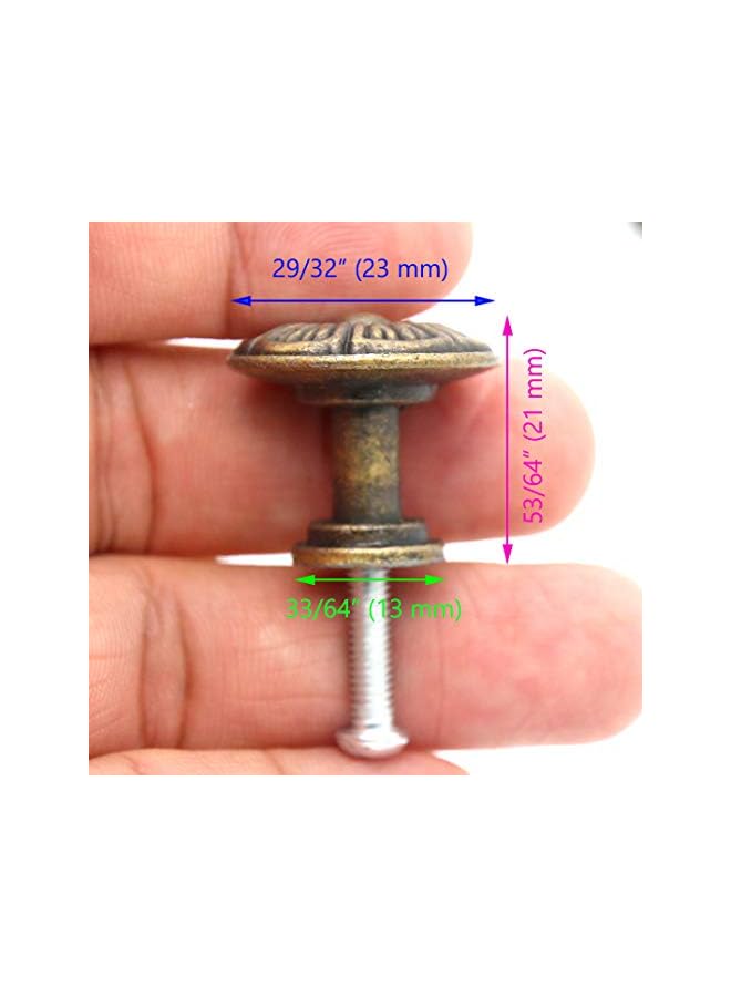promass 8 PCs Vintage Antique Brass Knobs - Cabinet Handles - Drawer Knob Pulls, Small Size, Diameter 29/32" (2.3 cm) - Image 3