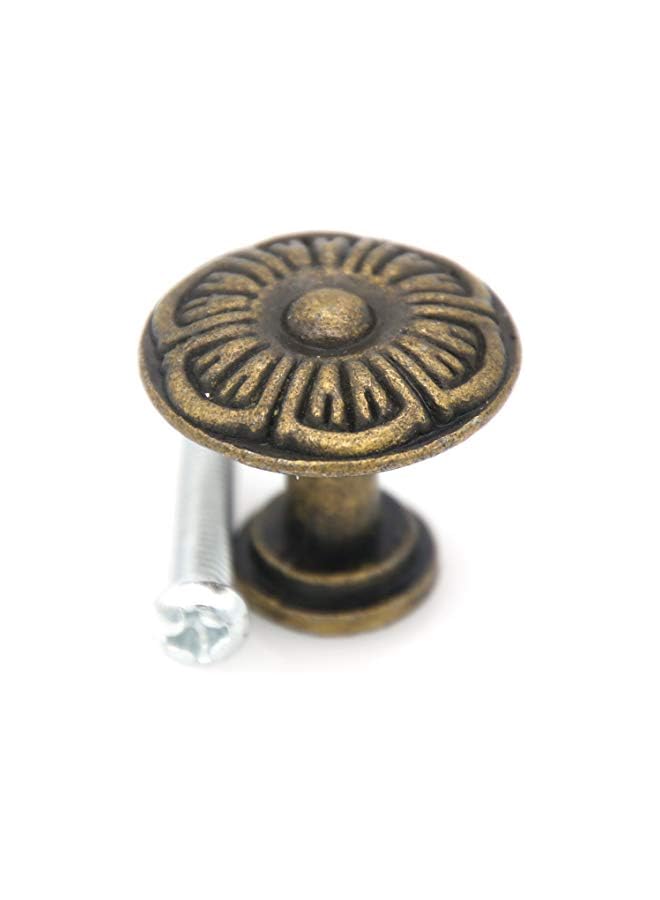 promass 8 PCs Vintage Antique Brass Knobs - Cabinet Handles - Drawer Knob Pulls, Small Size, Diameter 29/32" (2.3 cm) - Image 5