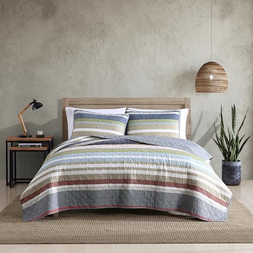 Eddie Bauer  Twin Quilt Set Cotton Reversible Bedding with Matching Sham Lightweight Home Decor for All Seasons Salmon Ladder Multi Twin