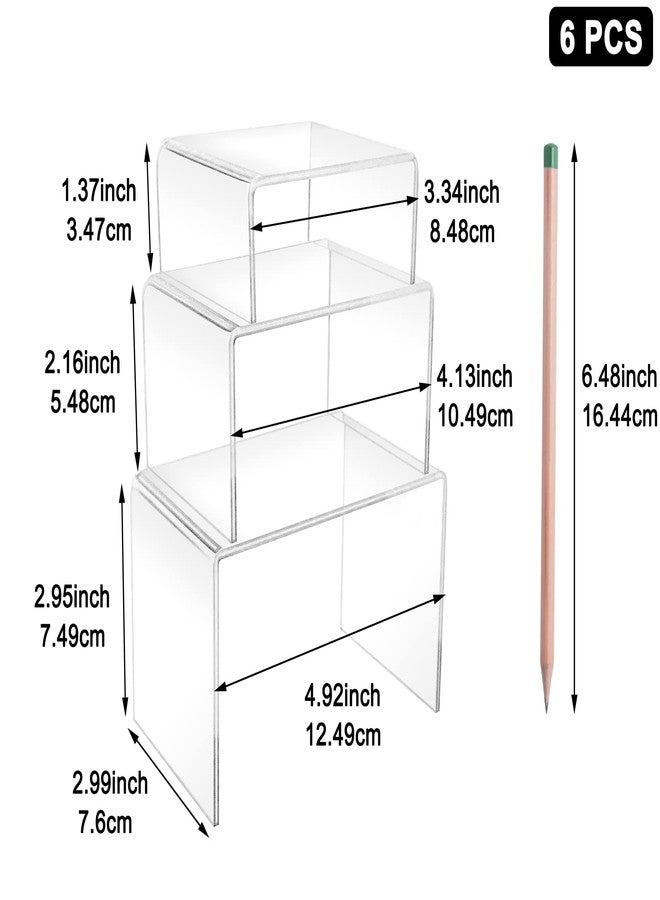 Cerpourt 2 Sets Acrylic Display Risers(3",4",5") Clear Product Stand,Cupcakes Holder Dessert Transparent Showcase Stands, Candy Bar Risers, Lifts for Figures - Image 2