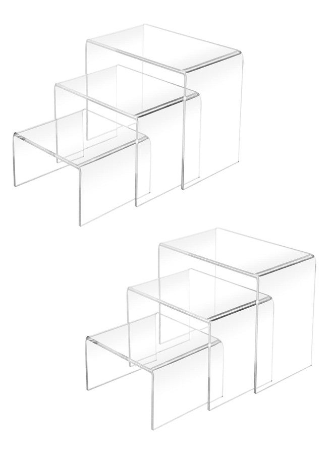 Cerpourt 2 Sets Acrylic Display Risers(3",4",5") Clear Product Stand,Cupcakes Holder Dessert Transparent Showcase Stands, Candy Bar Risers, Lifts for Figures - Image 1