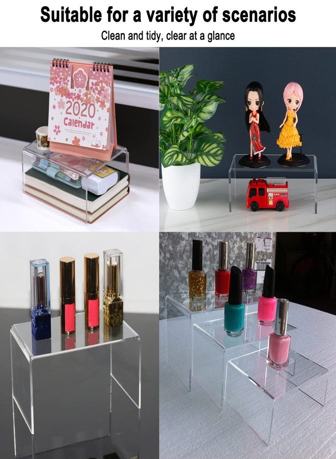 Cerpourt 2 Sets Acrylic Display Risers(3",4",5") Clear Product Stand,Cupcakes Holder Dessert Transparent Showcase Stands, Candy Bar Risers, Lifts for Figures - Image 5