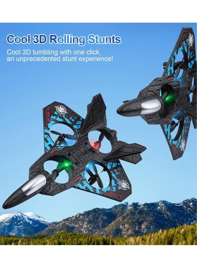 Anna&Mo RC Aeroplane 2.4GHz Remote Controlled Aeroplane, Floating Fighter Plane RTF for Beginners, Children and Adults, Airplane Toy with Colored Lights & USB Charging - Image 2