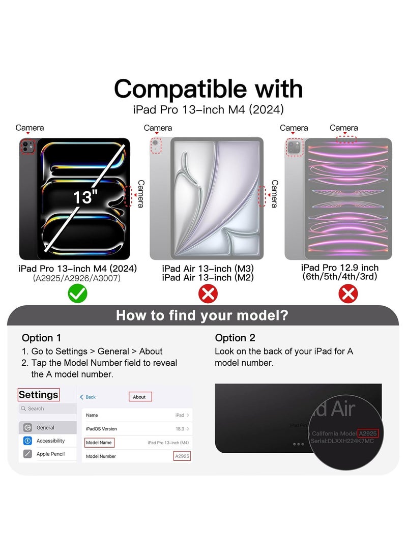 DUSALA Rotating Case for iPad Pro 13-Inch M4 (2024) with Pencil Holder,360 Degree Rotation Protective Stand Slim Cover Clear Back, Auto Wake/Sleep (iPad Pro 13) - Image 2