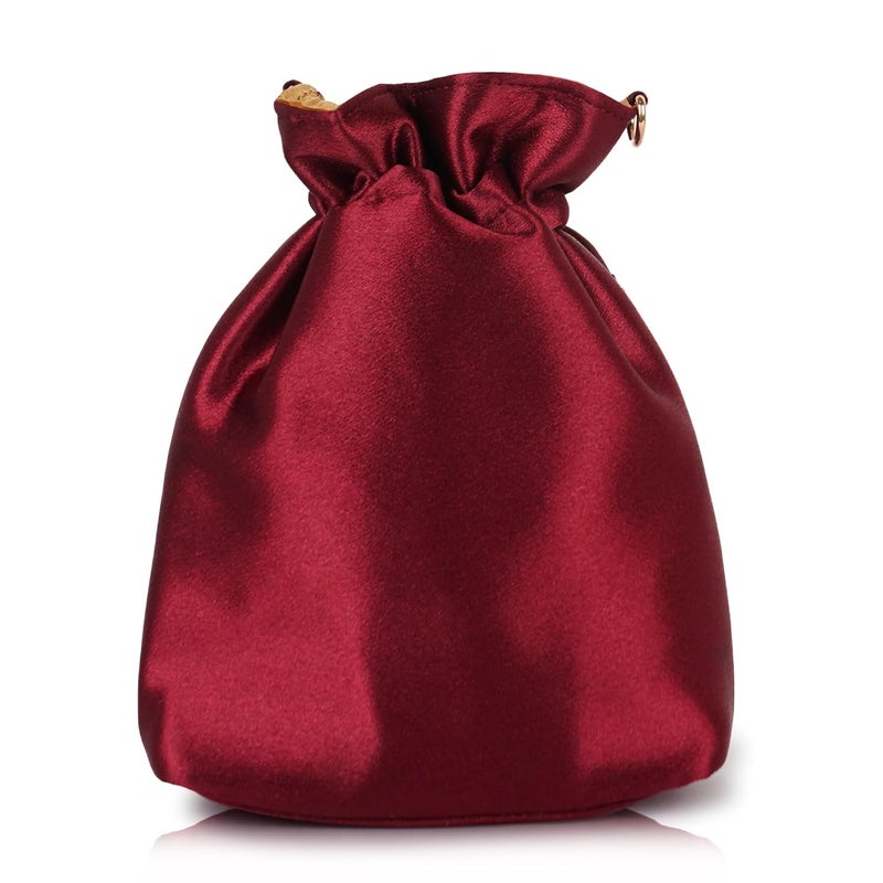 PLANX Velvet SilK Stylish Fancy Embroidery Unique Design Traditional Ethnic Wedding Party Handheld Potli For Women - Image 4