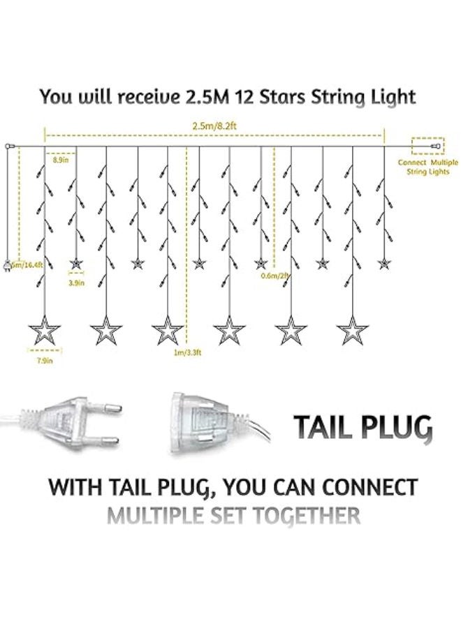 ستائر ديوالي 12 نجمة LED سلسلة أضواء للديكور - Image 3