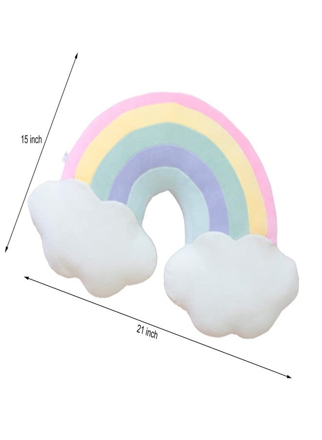 BENEKIY Rainbow Pillow for Girls, 21" Cloud Plush Stuffy, Cloud Shaped Throw Pillow, Car Travel Plush,Rainbow Decor, Car Home Decorations - Image 2