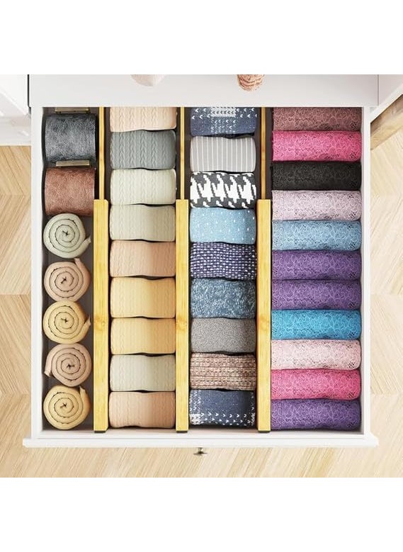 Krishn Kunj Krishn Kunj Bamboo Dresser Drawer Dividers High Adjustable Drawer Organizers Expandable Organization for Home Office Dressers and Bathroom Dividers 1722 in Bamboo Material Pack of 6  - Image 4