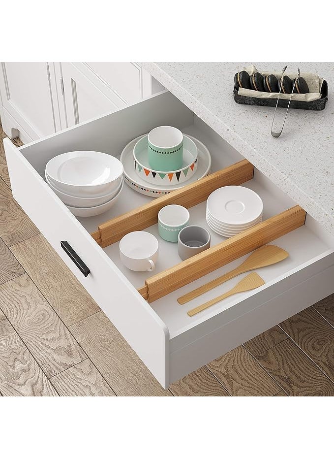 Krishn Kunj Krishn Kunj Bamboo Dresser Drawer Dividers High Adjustable Drawer Organizers Expandable Organization for Home Office Dressers and Bathroom Dividers 1722 in Bamboo Material Pack of 6  - Image 5