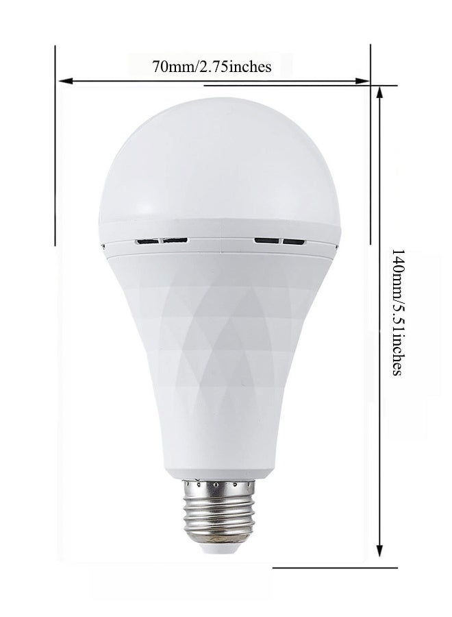 Emergency LED Light Bulb with Hook Switch 9W Rechargeable Bulb LED Intelligent Emergency Bulb for Power Outage Restaurants, Guest Rooms, Camping, Hiking, Daylight White, 6-Pack