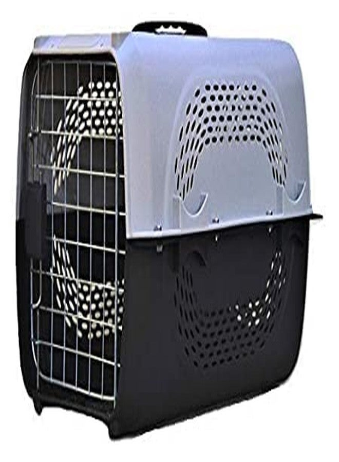 Pet Believe صندوق نقل الحيوانات الأليفة القابل للطي من بيت بيليف، معتمد من الاتحاد الدولي للنقل الجوي (IATA)، بمقبض بلاستيكي وباب مفصلي، مناسب للجراء والقطط، مقاس 18 بوصة (رمادي). - Image 1