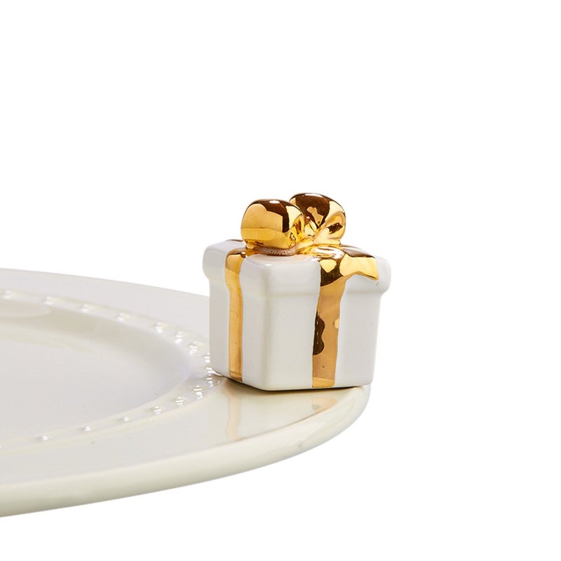 nf nora fleming nora fleming Golden Wishes White Gift A185  HandPainted Ceramic Valentines Day Dcor  Spring Minis for the Home and Office 