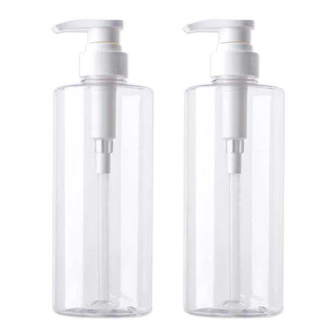 HAND SOAP DISPENSER PLASTIC PUMP BOTTLES WITH WATERPROOF LABEL FOR BATHROOM KITCHEN EMPTY REFILLABLE LIQUID CONTAINER 20 OZ CLEAR 2 PACK