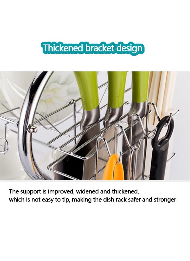 Yolu - 3 Tiers Dish Drying Rack and Drainboard Set for Kitchen Counter, Stainless Steel Dish Racks with Utensil Holder, Cutting Board Holder. - Image 1