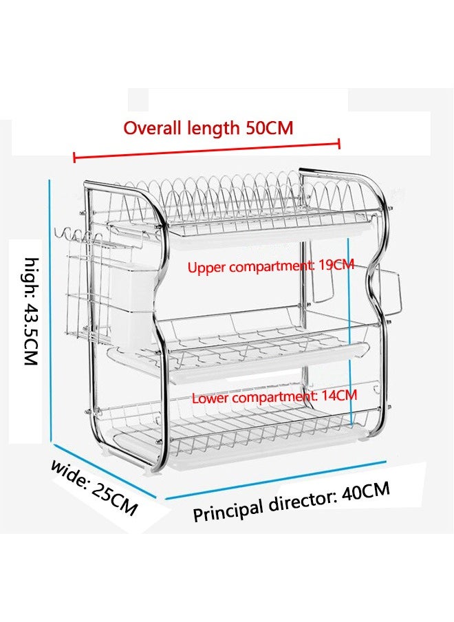 Yolu - 3 Tiers Dish Drying Rack and Drainboard Set for Kitchen Counter, Stainless Steel Dish Racks with Utensil Holder, Cutting Board Holder. - Image 1