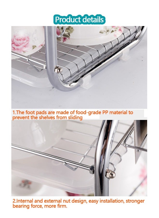 Yolu - 3 Tiers Dish Drying Rack and Drainboard Set for Kitchen Counter, Stainless Steel Dish Racks with Utensil Holder, Cutting Board Holder. - Image 1
