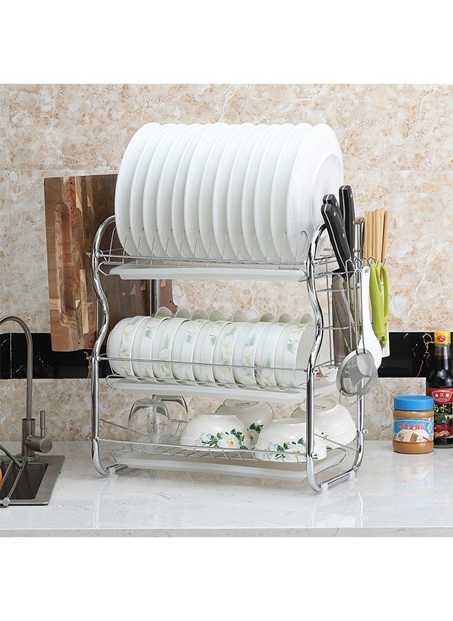 Yolu - 3 Tiers Dish Drying Rack and Drainboard Set for Kitchen Counter, Stainless Steel Dish Racks with Utensil Holder, Cutting Board Holder. - Image 1
