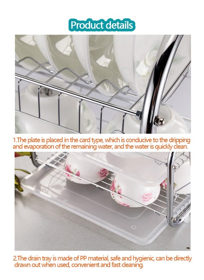 Yolu - 3 Tiers Dish Drying Rack and Drainboard Set for Kitchen Counter, Stainless Steel Dish Racks with Utensil Holder, Cutting Board Holder. - Image 1