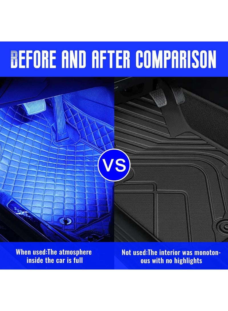 كافيلي 4 قطع من مصابيح LED الداخلية للسيارة لاسلكية، إضاءة محيطة داخلية للسيارة فائقة السطوع 7 ألوان مع 6 حبات LED ساطعة، إضاءة ليلية LED محمولة قابلة لإعادة الشحن عبر USB لتزيين السيارة - Image 2