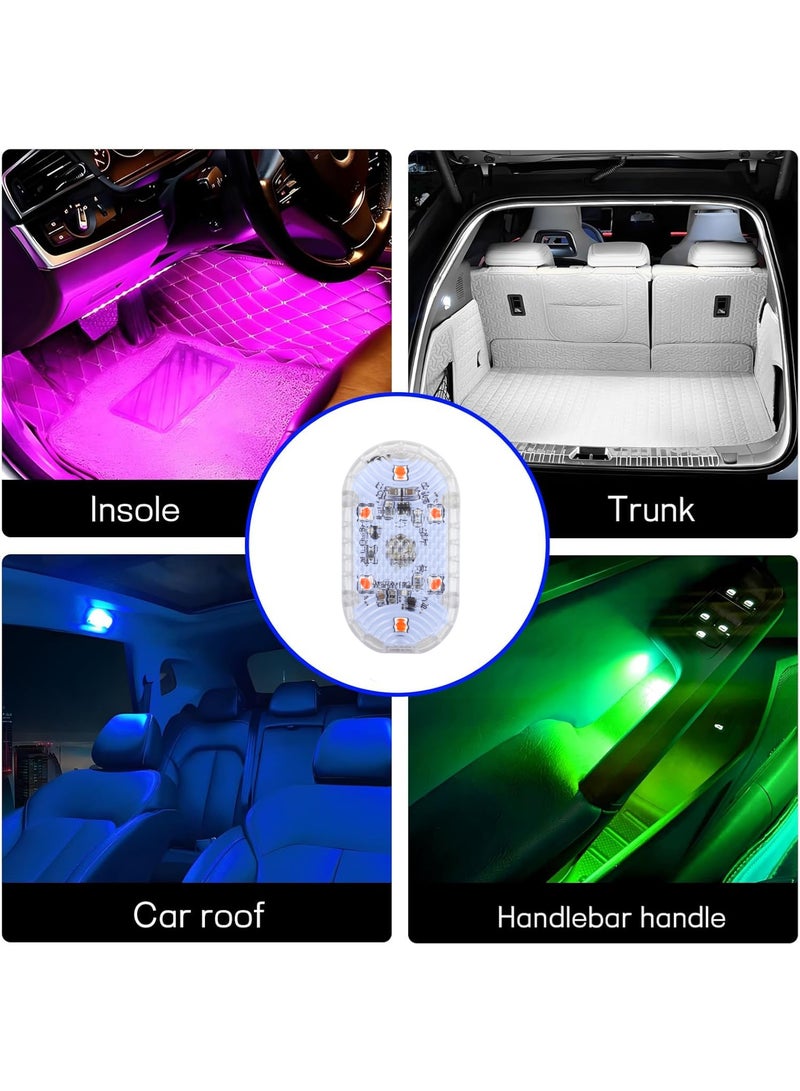 كافيلي 4 قطع من مصابيح LED الداخلية للسيارة لاسلكية، إضاءة محيطة داخلية للسيارة فائقة السطوع 7 ألوان مع 6 حبات LED ساطعة، إضاءة ليلية LED محمولة قابلة لإعادة الشحن عبر USB لتزيين السيارة - Image 3