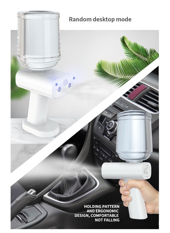 DUNISO - Nano Spray Disinfection Mist Gun, Intelligent Human Body Induction Spray Machine, Wireless Handheld Atomization Disinfection Gun, Rechargeable Blue Light Air Disinfection Machine, With Dual Nozzles, Suitable For Home, Office, School Or Garden, 500ml, White - Image 1