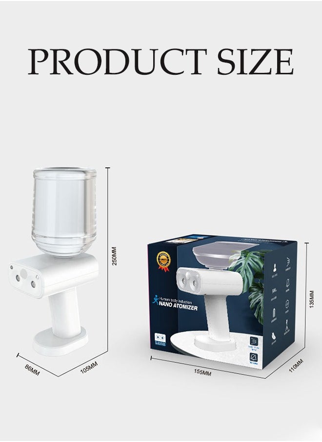 DUNISO - Nano Spray Disinfection Mist Gun, Intelligent Human Body Induction Spray Machine, Wireless Handheld Atomization Disinfection Gun, Rechargeable Blue Light Air Disinfection Machine, With Dual Nozzles, Suitable For Home, Office, School Or Garden, 500ml, White - Image 1