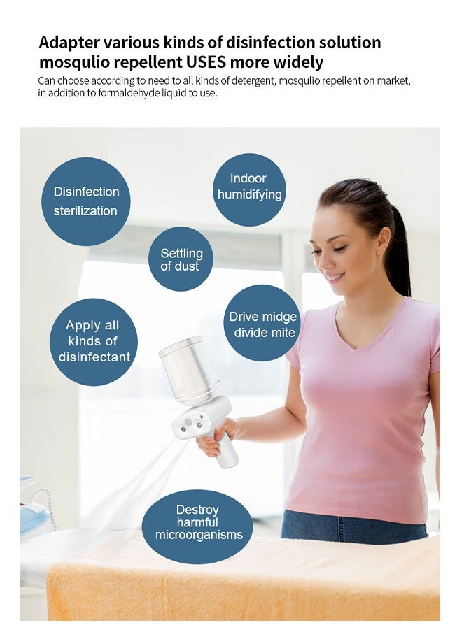 DUNISO - Nano Spray Disinfection Mist Gun, Intelligent Human Body Induction Spray Machine, Wireless Handheld Atomization Disinfection Gun, Rechargeable Blue Light Air Disinfection Machine, With Dual Nozzles, Suitable For Home, Office, School Or Garden, 500ml, White - Image 1