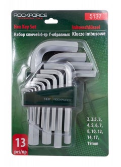 ROCKFORCE Short Hex L-Key 6-Faset Set 2, 2.5, 3, 4, 5, 6, 7, 8, 10, 12, 14, 17, 19 mm 13 pcs in a Plastic Holder