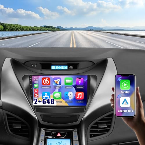 Roinvou [DSP] 2+64G 5G WiFi Android Car Radio for Hyundai Elantra 2011 2012 2013 Wireless CarPlay Android Auto, 9'' Touch Screen Car Stereo with GPS Navigation Bluetooth FM RDS EQ SWC Backup Camera - Image 1