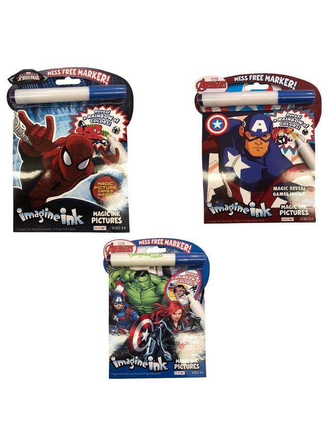 Bendon Publishing Imagine Ink Coloring Book Set For Superhero Kids 3 Magic Ink Books Featuring Avengers Spider Man And Captain America - Image 1
