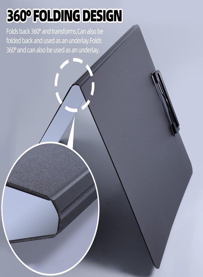 FRETONBA Clipboard Folder, A4 Foldable Clipboard with Horizontal and Vertical Double Metal Clips, 360 Degree Foldable Binder Clipboards with Pen Holder, File Cover Work Folder Clipboards, Purple - Image 5