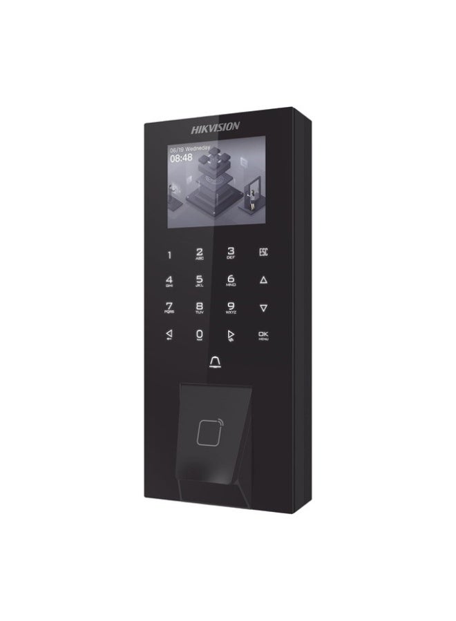 HIKVISION DS-K1T807MBFWX-E1 Pro Series Fingerprint Access Control Terminal, 2.4" LCD Display, 5000 Fingerprints, 5000 M1 Cards, 150,000 Logs, PIN Code, Wi-Fi, Bluetooth, PoE, IP65 Waterproof, RS-485, Wiegand, USB, Web Config, Linux OS – Indoor/Outdoor Use | DS-K1T807MBFWX-E1 - Image 1