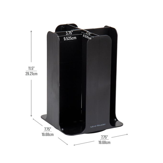 Mind Reader Lid Carousel, Countertop Org Coffee Bar, Beverage Cup Holder, Plastic, L x 7.75" W x 11.5" H, 7.75 x 12 x 7.75, Black - Image 3