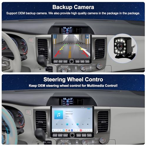 Fuosuc 4G LTE QLED Radio for Toyota Sienna 2011 2012 2013 2014 Upgrade,8-Core CPU Touch Screen Stereo,Wireless CarPlay & Android Auto,Support OEM SWC,Free Camera - Image 5