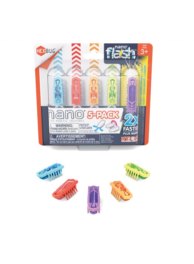 Hex Bug HEXBUG Nano 5 Pack - 4 nanos Plus Bonus Flash Nano - Sensory Vibration Toys for Kids and Cats - Small HEX Bug Tech Toy - Batteries Included - Multicolor - Image 1