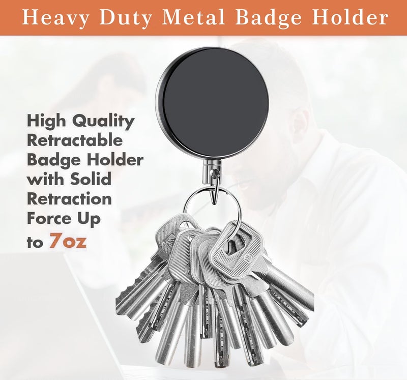 GLUN® Metal Black Retractable Reel ID Card Holder Pack of 10, ID Badge Holder with Back Belt Clip, Card Holders - Image 3