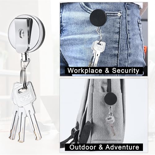 GLUN® Metal Black Retractable Reel ID Card Holder Pack of 10, ID Badge Holder with Back Belt Clip, Card Holders - Image 4